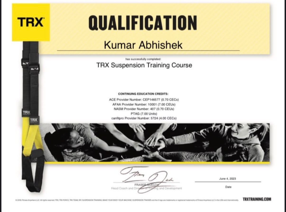 TRX Suspension Training certificate